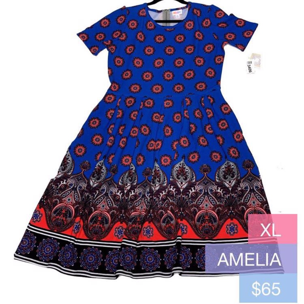 LuLaRoe Amelia Dress Ombré Dipped Unicorn HTF XL